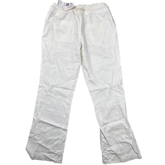 Roxy Oceanside Wide Leg Pants Linen Blend Elastic Waist Juniors size M - Picture 3 of 5